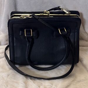 Betsey Johnson Black Shoulder Bag with Bow Accents